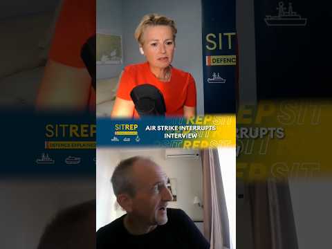 Moment airstrike interrupts interview